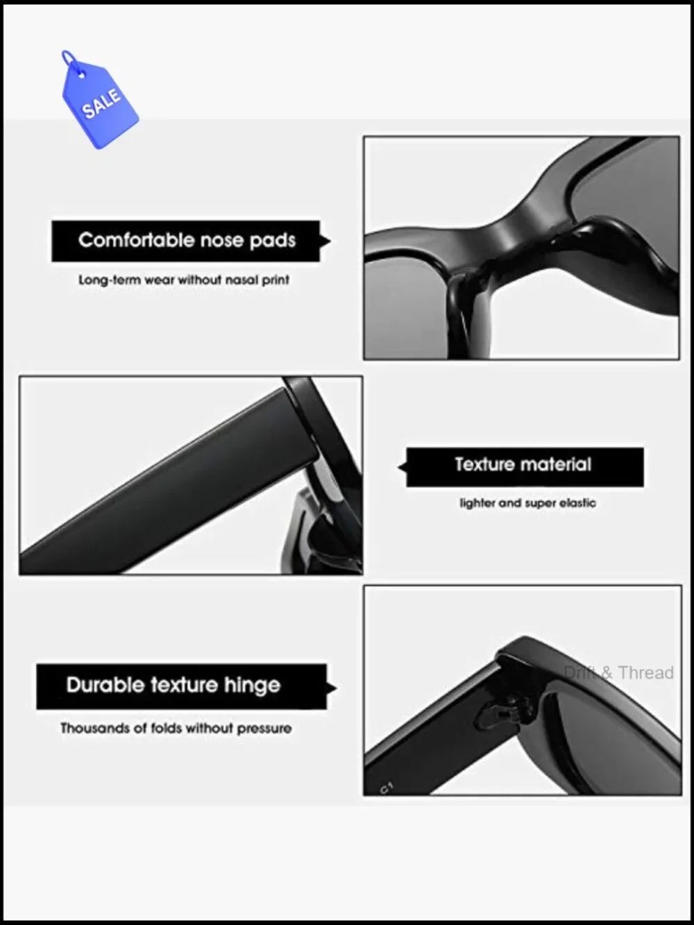 Retro Rectangle Sunglasses for Women Driving UV400 Protection
